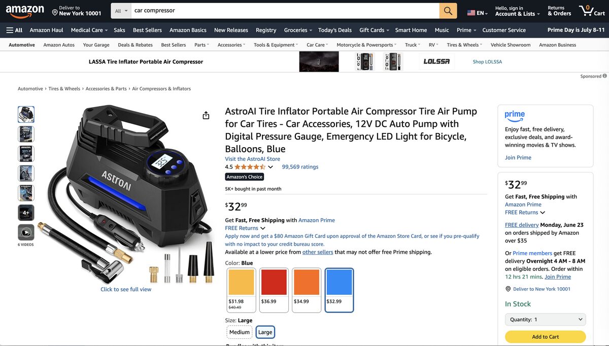 Compressor from Amazon for auto parts dropshipping