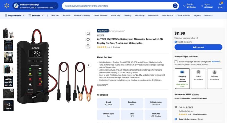 Car alternator tester from Walmart for auto parts dropshipping