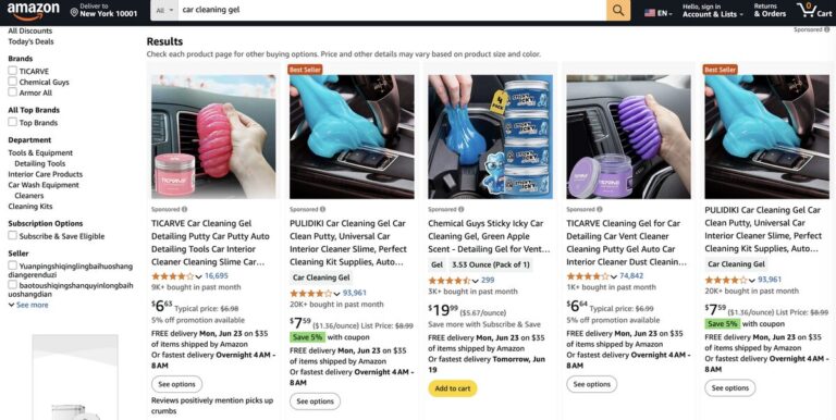Car cleaning gel from Amazon for auto parts dropshipping