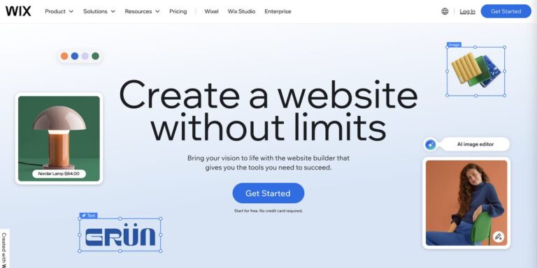 Wix's homepage to start dropshipping with no money