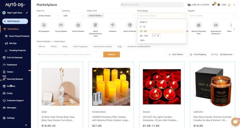 product research with AutoDS for AliExpress to Amazon