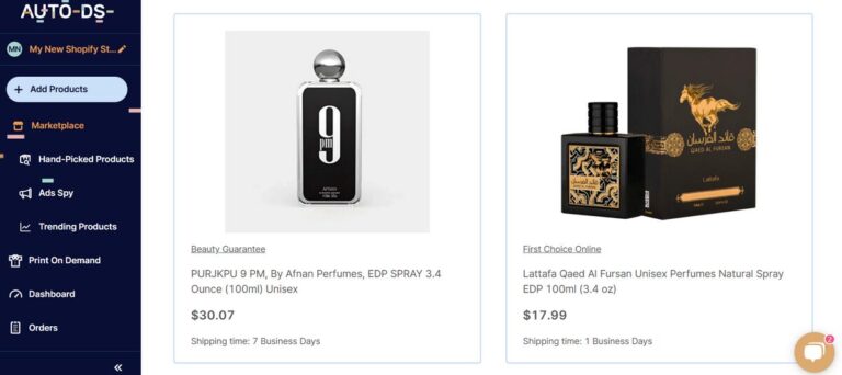 Perfumes and fragances in AutoDS marketplace
