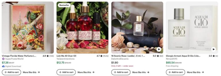 Etsy website best perfumes and fragances
