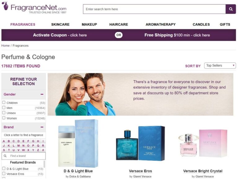 FraganceNet catalog of perfumes and scents