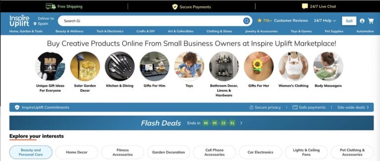 Inspire Uplift's Shopify dropshipping store