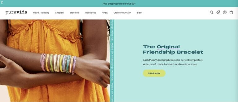 Pura Vida Bracelet's Shopify dropshipping store