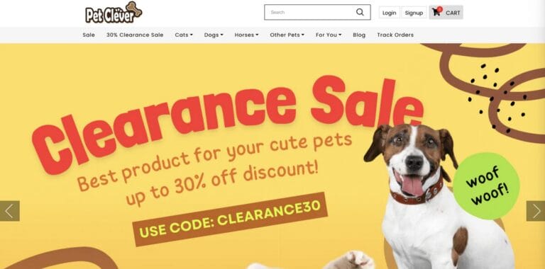 Pet Clever's Shopify dropshipping store