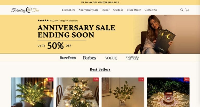 Twinkling Tree's Shopify dropshipping store