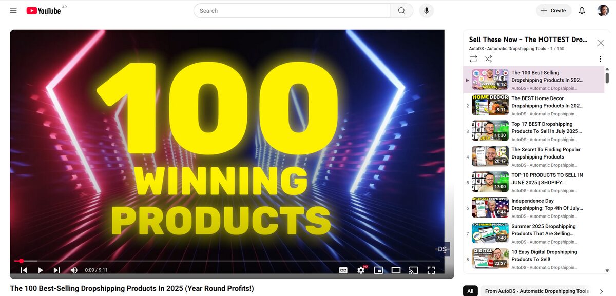 AutoDS Sell These Now Youtube Playlist For Dropshipping Items