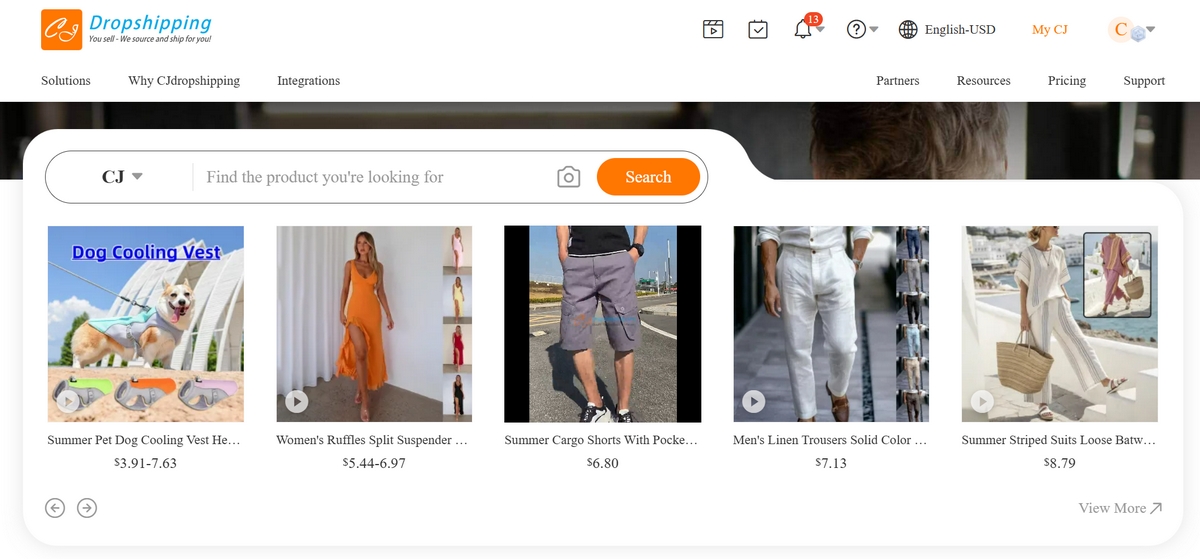 CJ Dropshipping Home Page Carrousel Products
