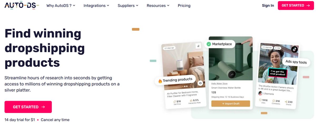 Find winning items with AutoDS Product Research tools