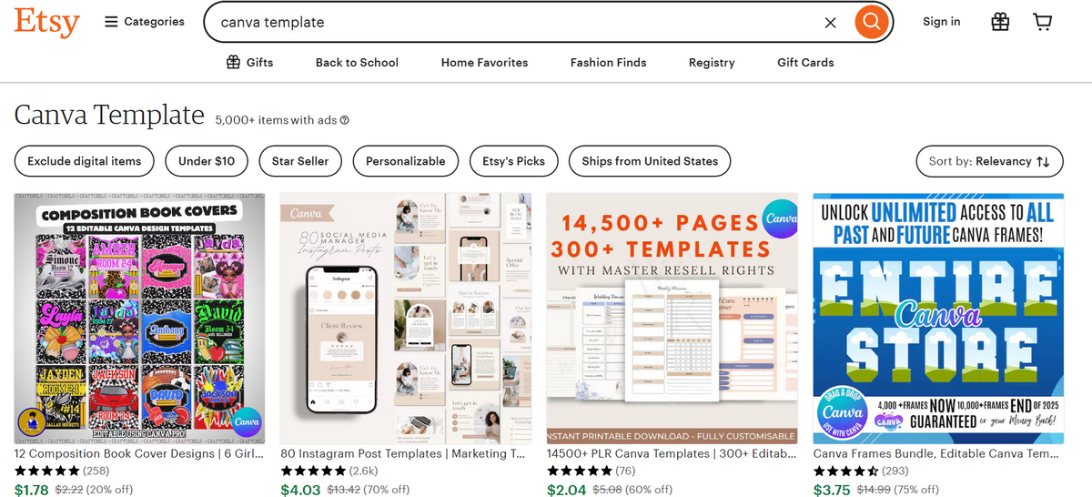 Canva templates digital dropshipping products