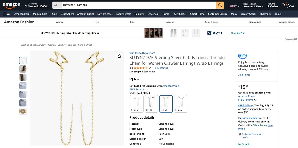 Ear cuff chains for dropshipping jewels