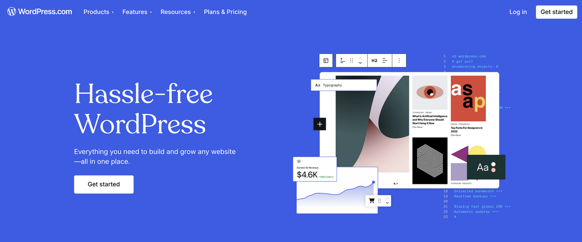 WordPress homepage