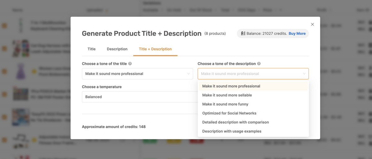 AutoDS Bulk product editor for dropshipping inventory management