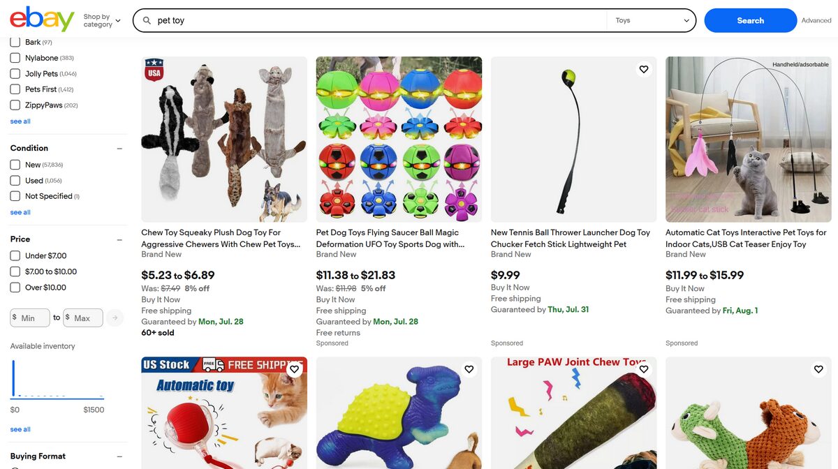 Pet toys ebay for online selling