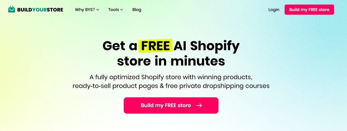 BuildYourStore best drophipping website builder