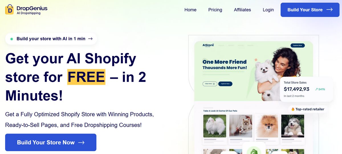 DropGenius Spocket AI Built Shopify Store