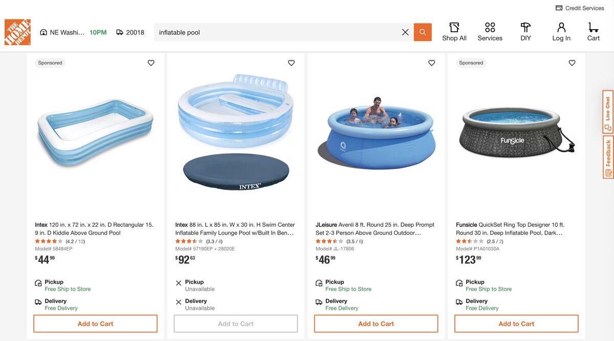 Inflatable pool from Home Depot for dropshipping in Q3 2025