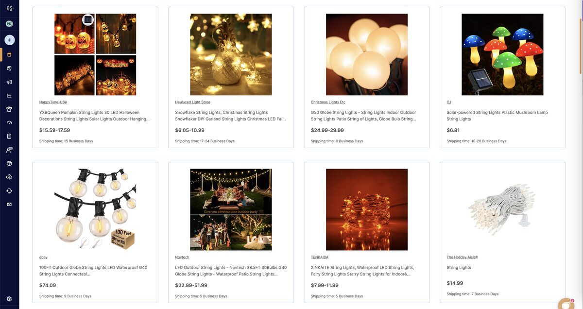 String lights from AutoDS marketplace for dropshipping in Q3 2025
