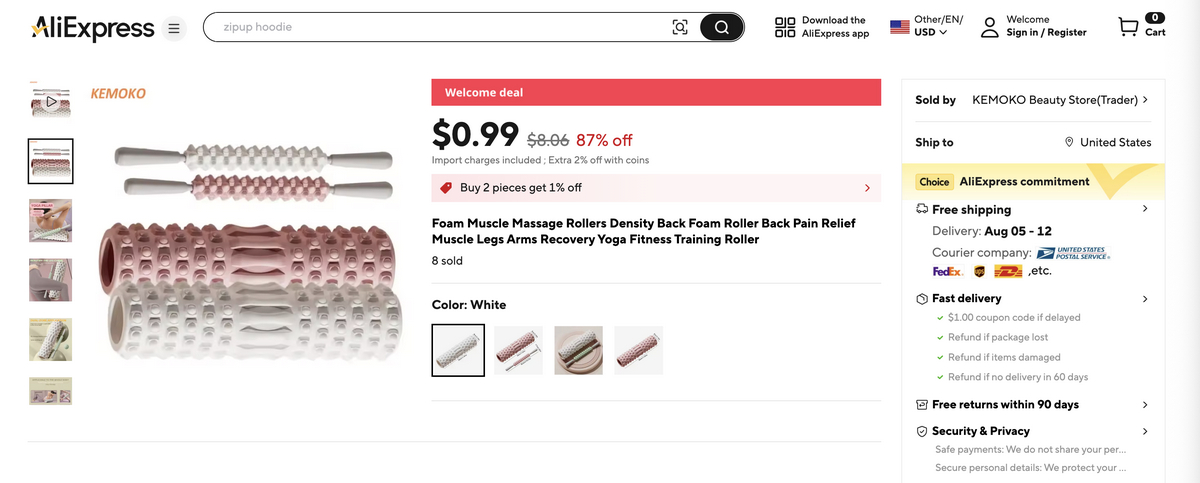 Massage roller from AliExpress for dropshipping in Q3 2025