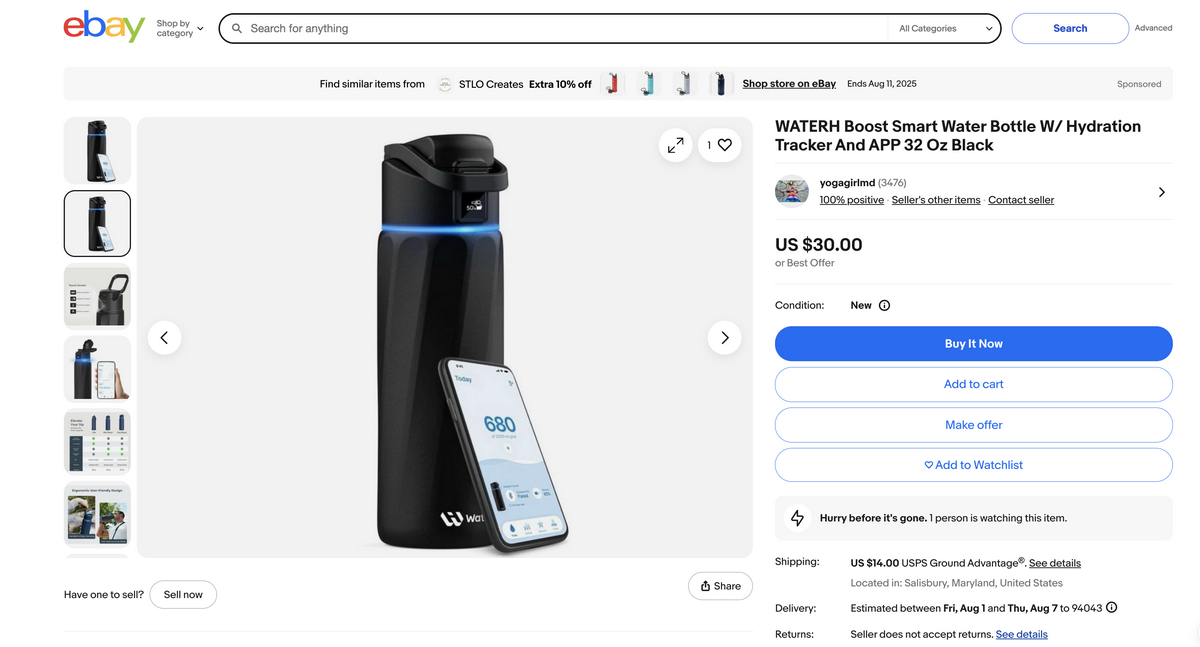 Smart water bottle from eBay for dropshipping in Q3 2025