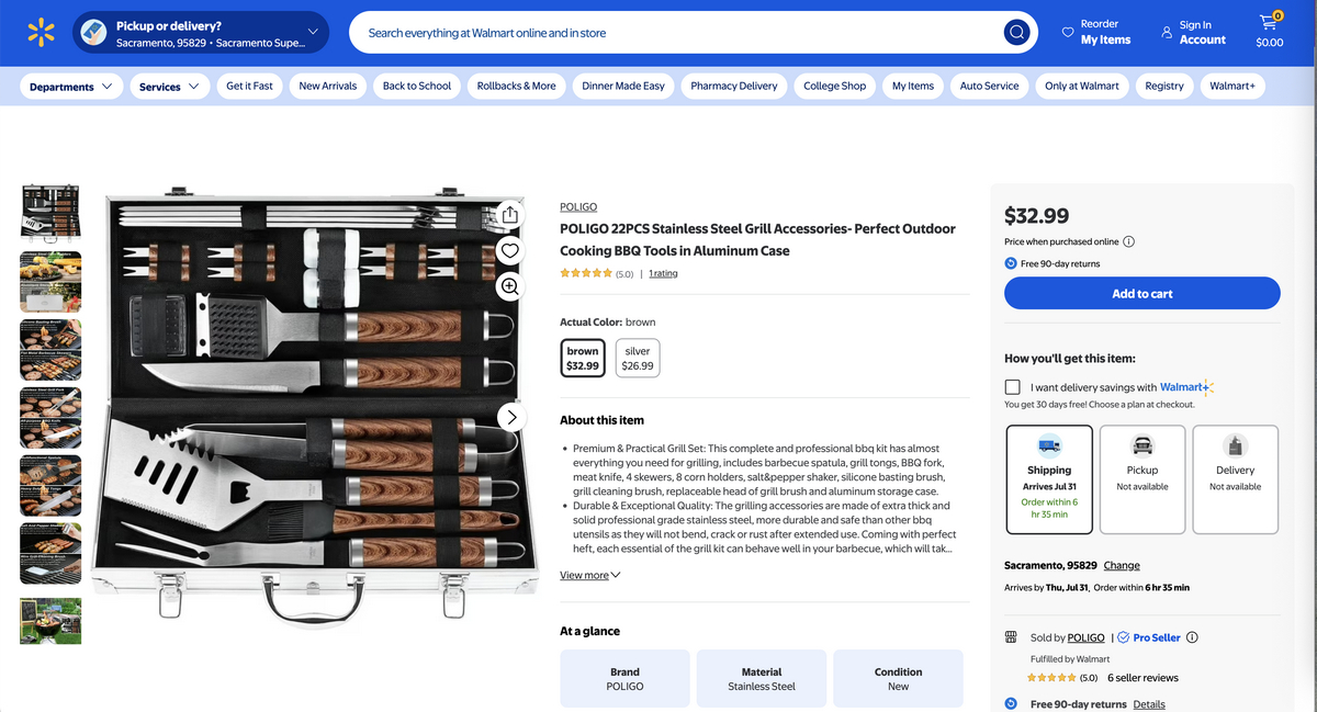 BBQ accesories from Walmart for dropshipping in Q3 2025