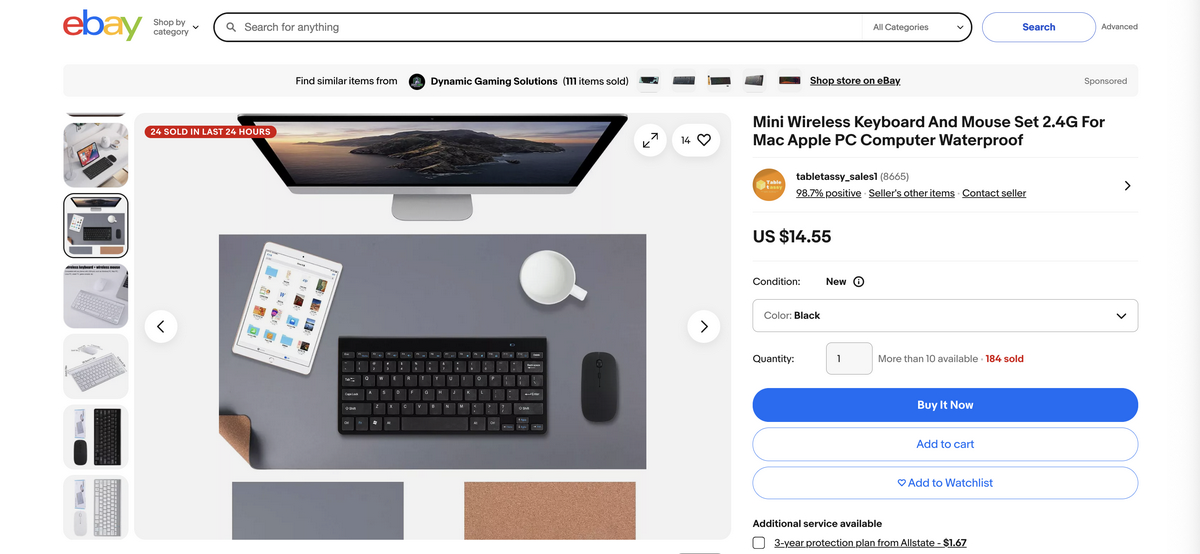 Wireless keyboard and mouse from eBay for dropshipping in Q3 2025