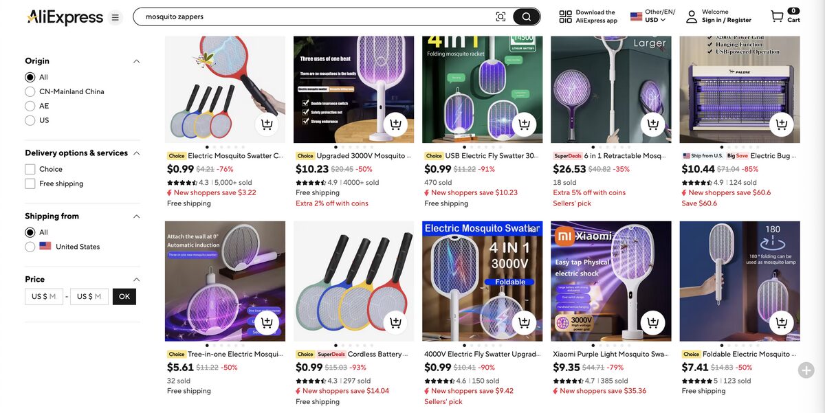 Mosquito zapper from AliExpress for dropshipping in Q3 2025