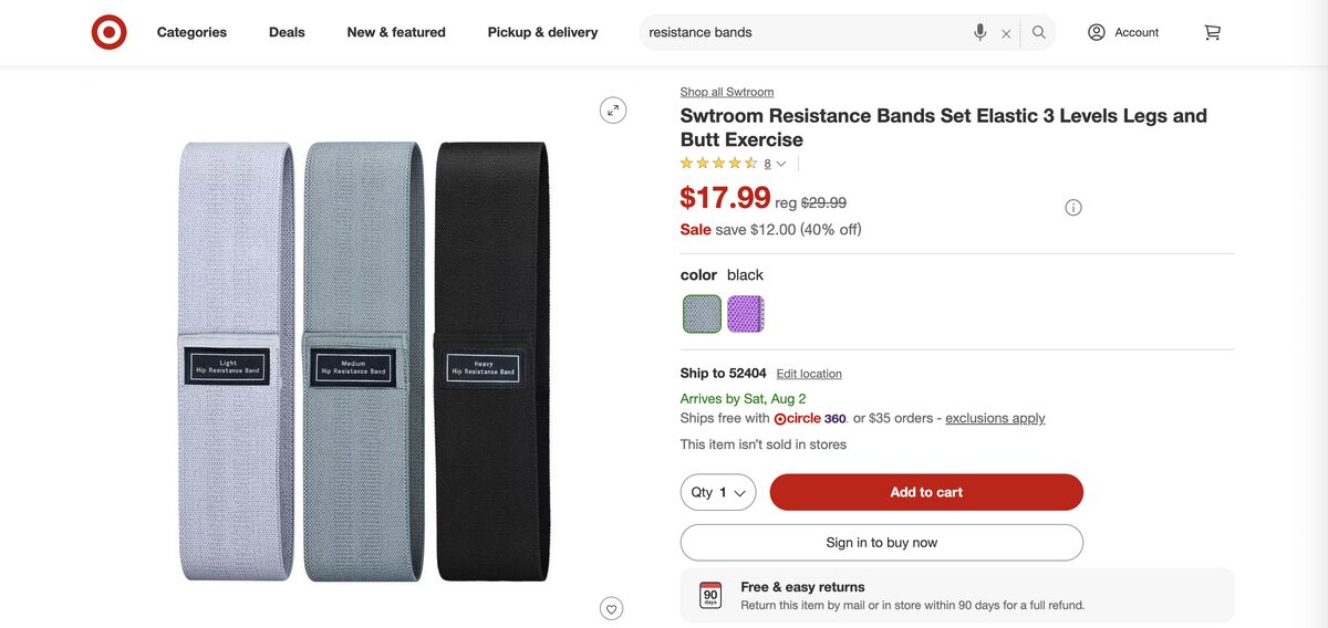 Resistance bands from Target for dropshipping in Q3 2025