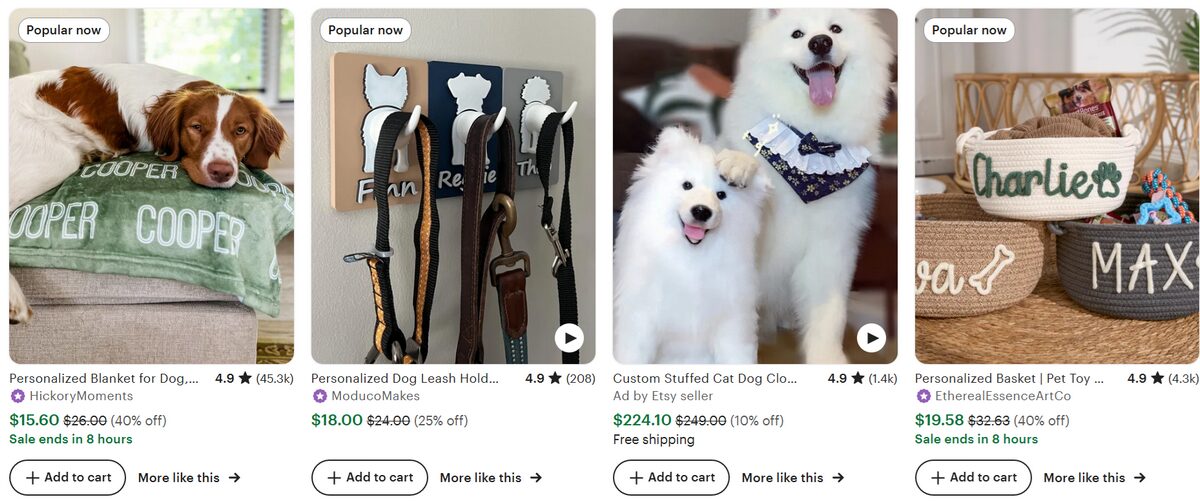 Etsy pet dog and cat products