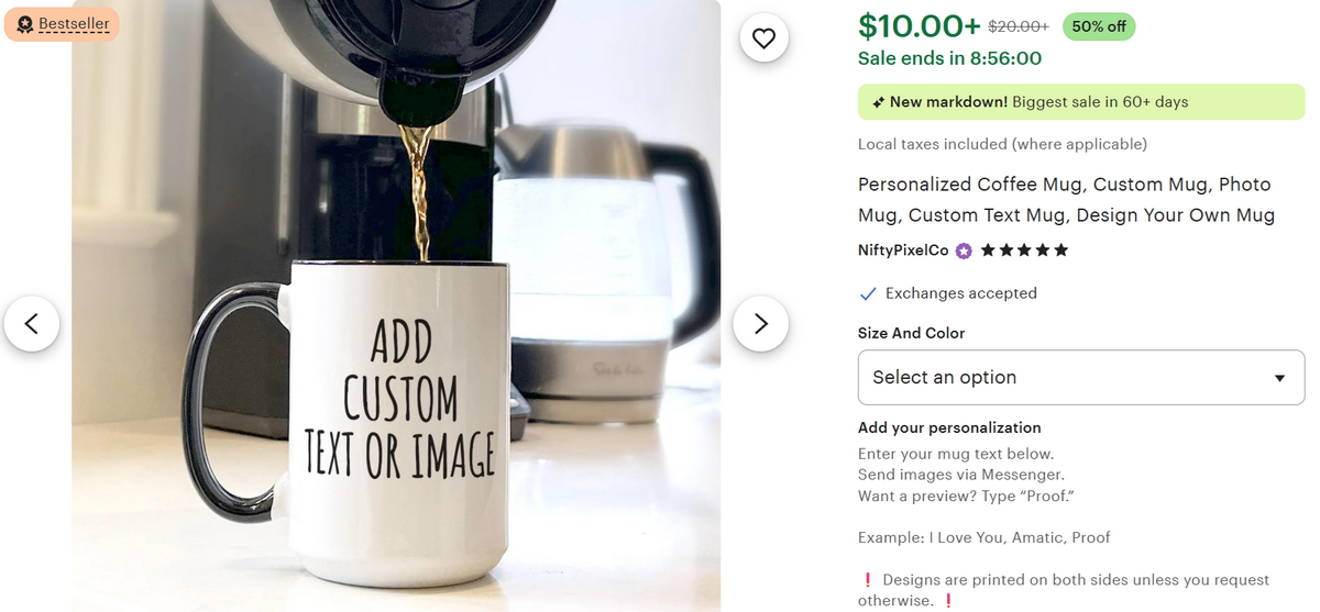 Etsy Custom Mugs and Drinkware