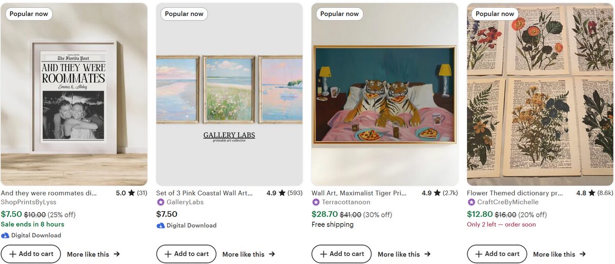 Home Decor Prints Digital and Physical on Etsy