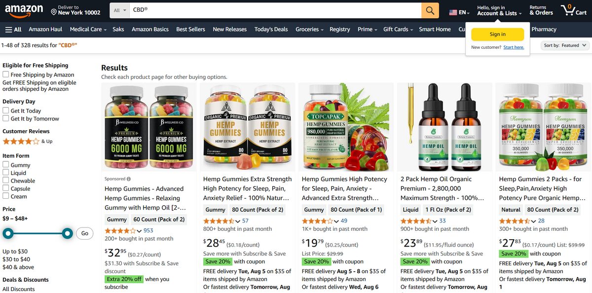 CBD products dropshipping Amazon
