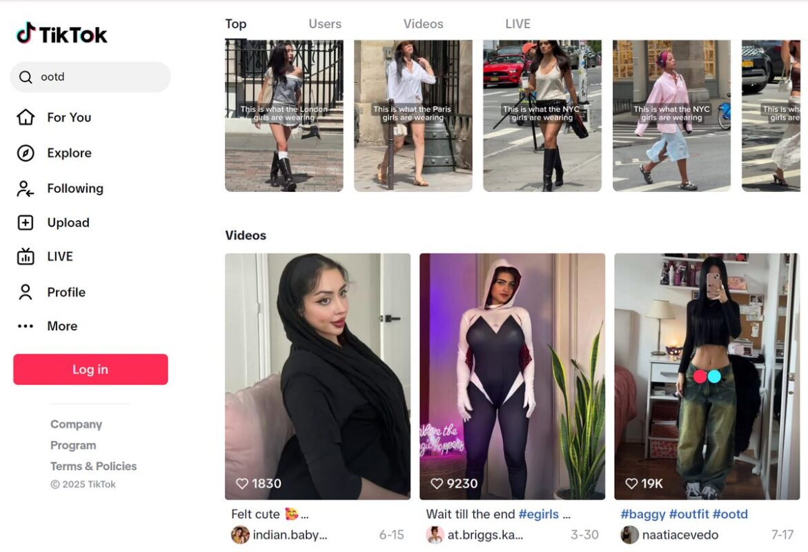tiktok ootd search for women's clothing dropshipping