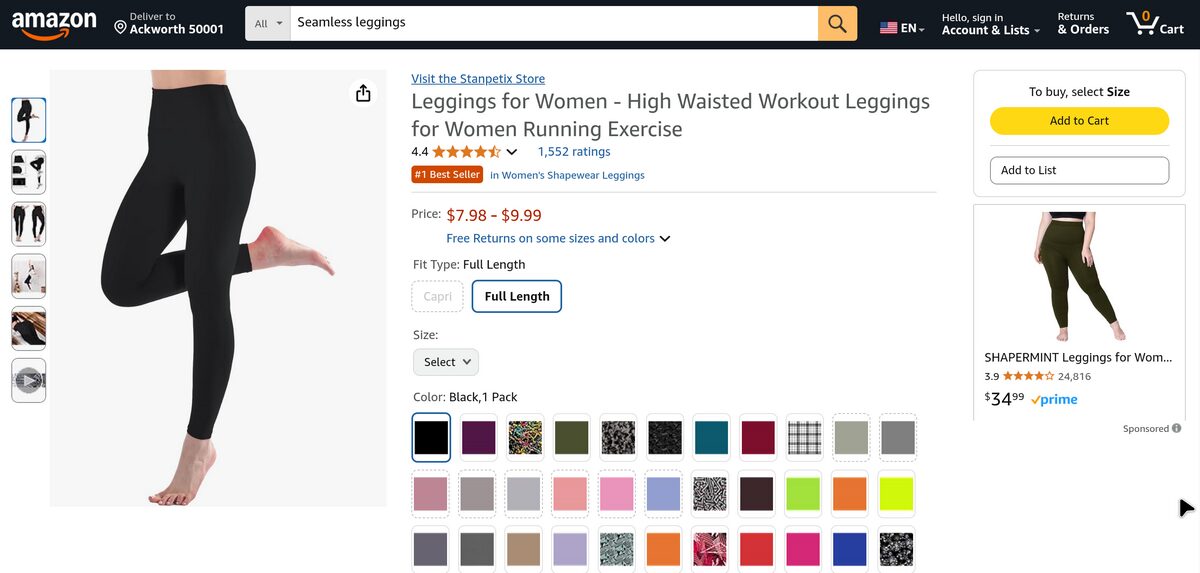 Amazon seamless leggings for women's clothing dropshipping