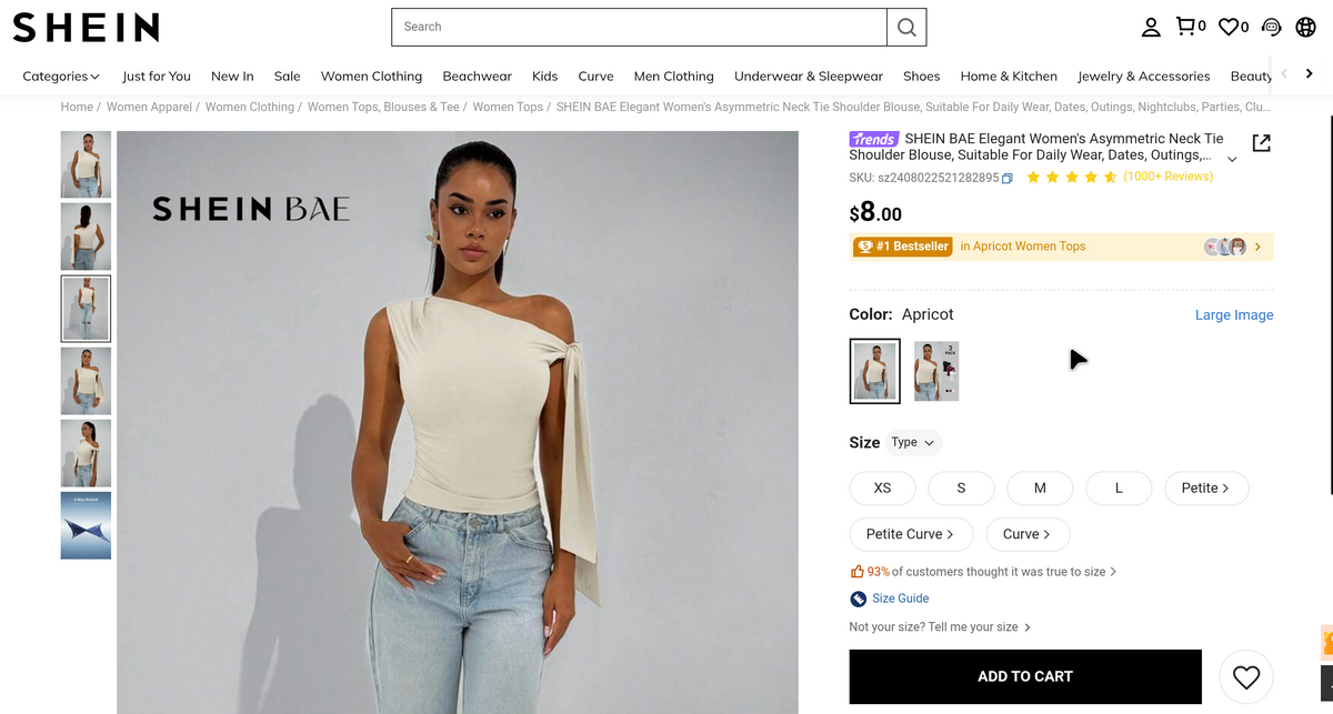 Shein products for women's clothing dropshipping
