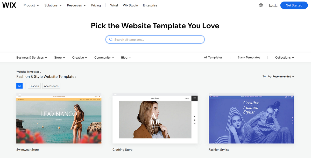wix fashion templates