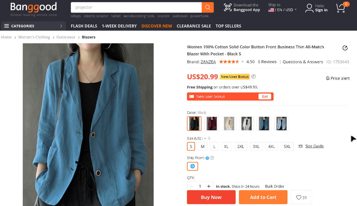 dropshipping women's clothing from Banggood