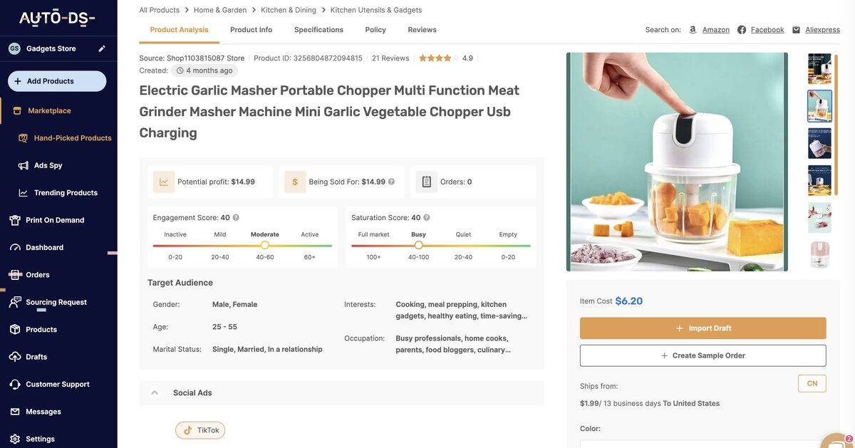 Multi-functional vegetable slicer from the AutoDS marketplace to dropship kitchen products