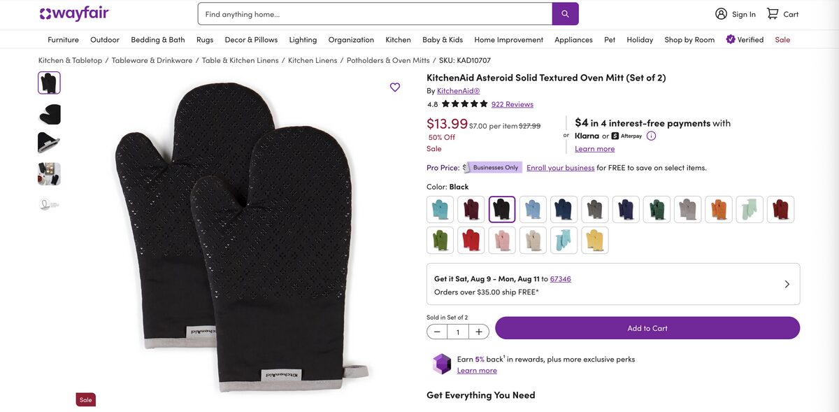 Heat resistant cooking gloves from Wayfair to dropship kitchen products