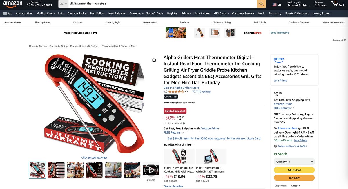 Digital meat thermometer from Amazon to dropship kitchen products