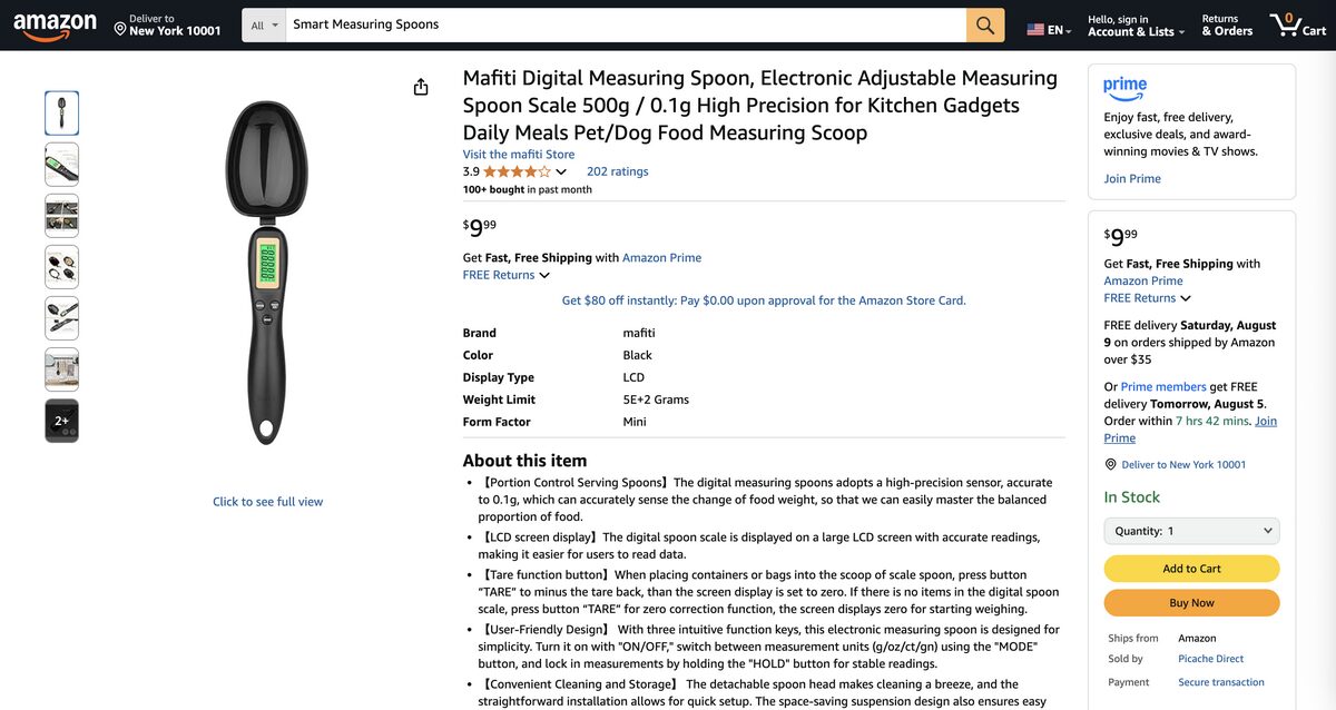 Smart measuring spoon from Amazon to dropship kitchen products