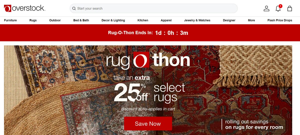 Overstock homepage furniture supplier