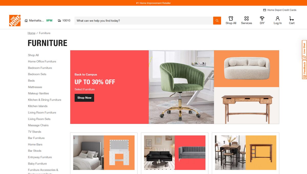home depot furniture dropshipping supplier
