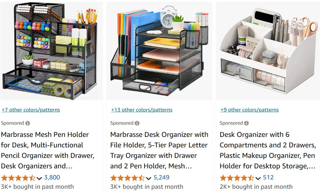 Desk organizers for school on Amazon