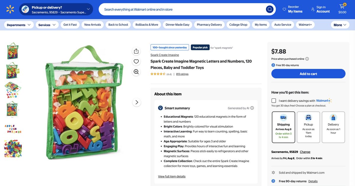 Magnetic letters and numbers from Walmart, one of the best-selling products online for dropshipping