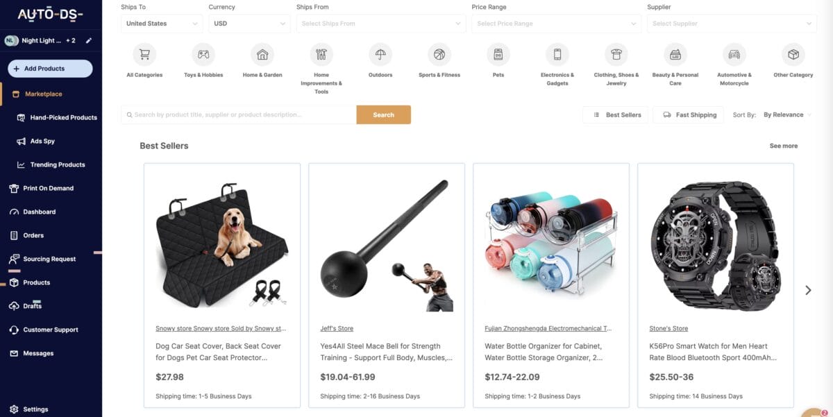 AutoDS's marketplace for best dropshipping suppliers in New Jersey