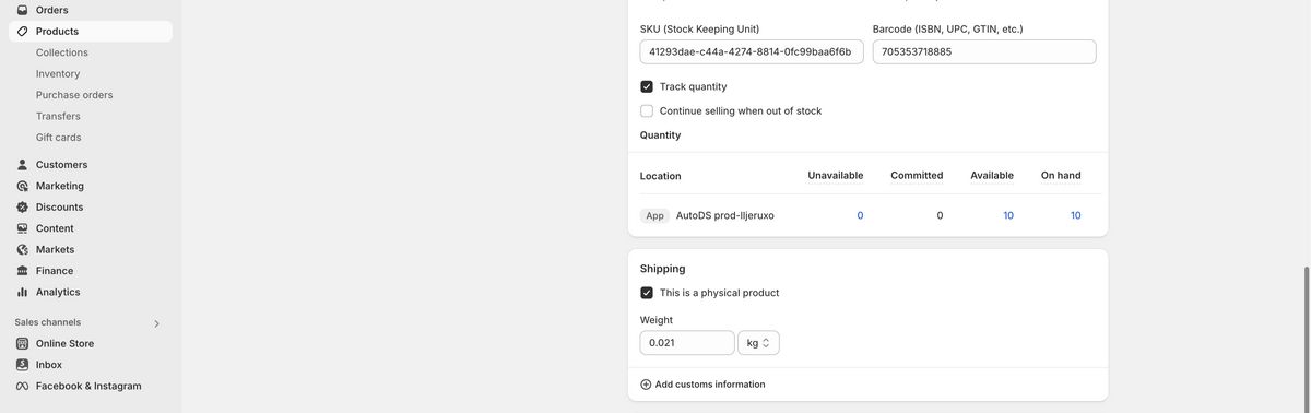 shopify track quantity