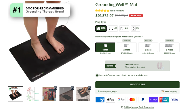 Earthing Mat Seller Website Product and Item Description